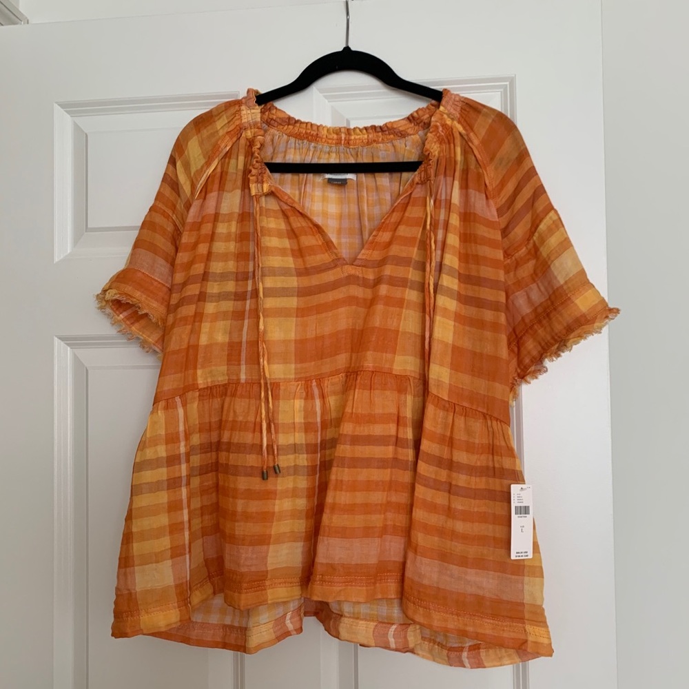 Anthropologie orange peasant top